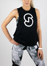 Original Logo tank in black with white Susimust logo at chest from Susimust SS19 collection - front view