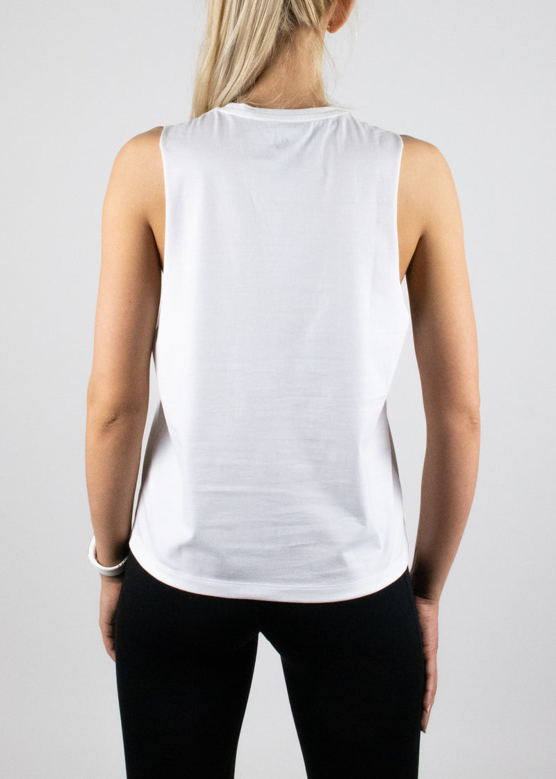 Original Logo tank in white with black Susimust logo at chest from Susimust SS19 collection - back view